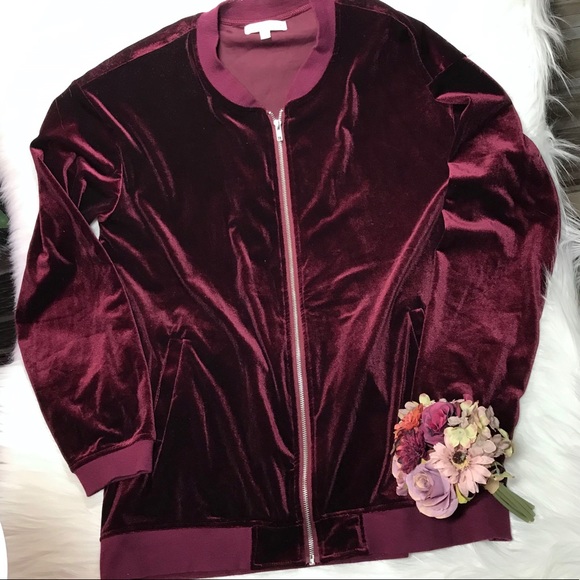 La Hearts Jackets & Blazers - LA Hearts Burgundy Velour ZIP Up Jacket Sz L